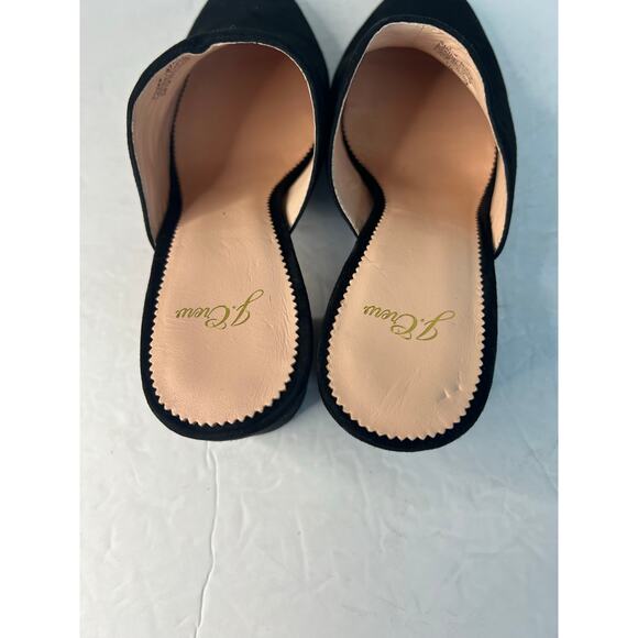 J. Crew Black Suede Block Heel Slip On Leather Insoles Mule Clog Shoes Sz 8 - Picture 6 of 11